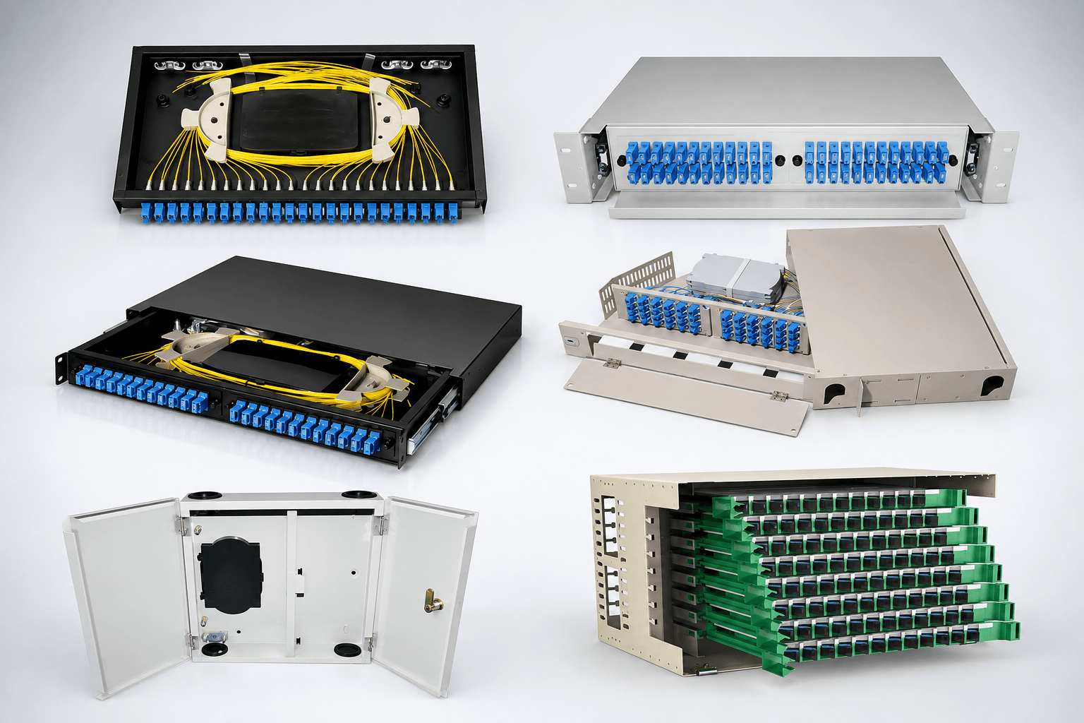 Rack tipi duvar tipi ODF ve fiber optik patch panel sistemleri