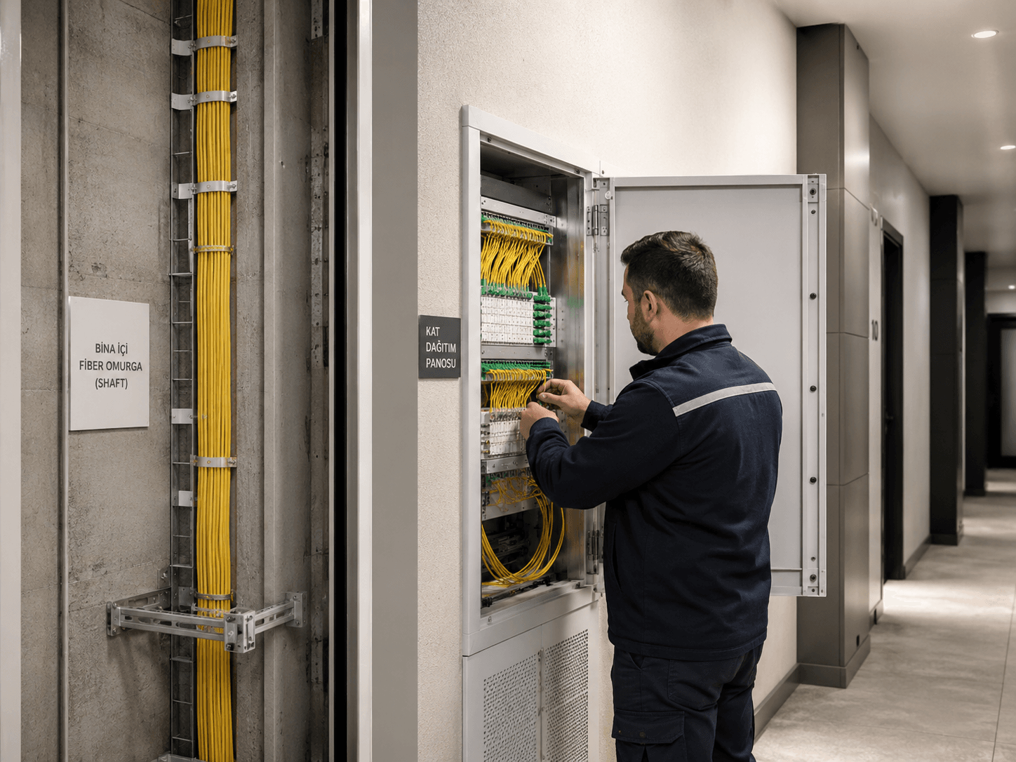 Bina içi fiber optik genel uygulama ve kablo güzergâhı çalışması