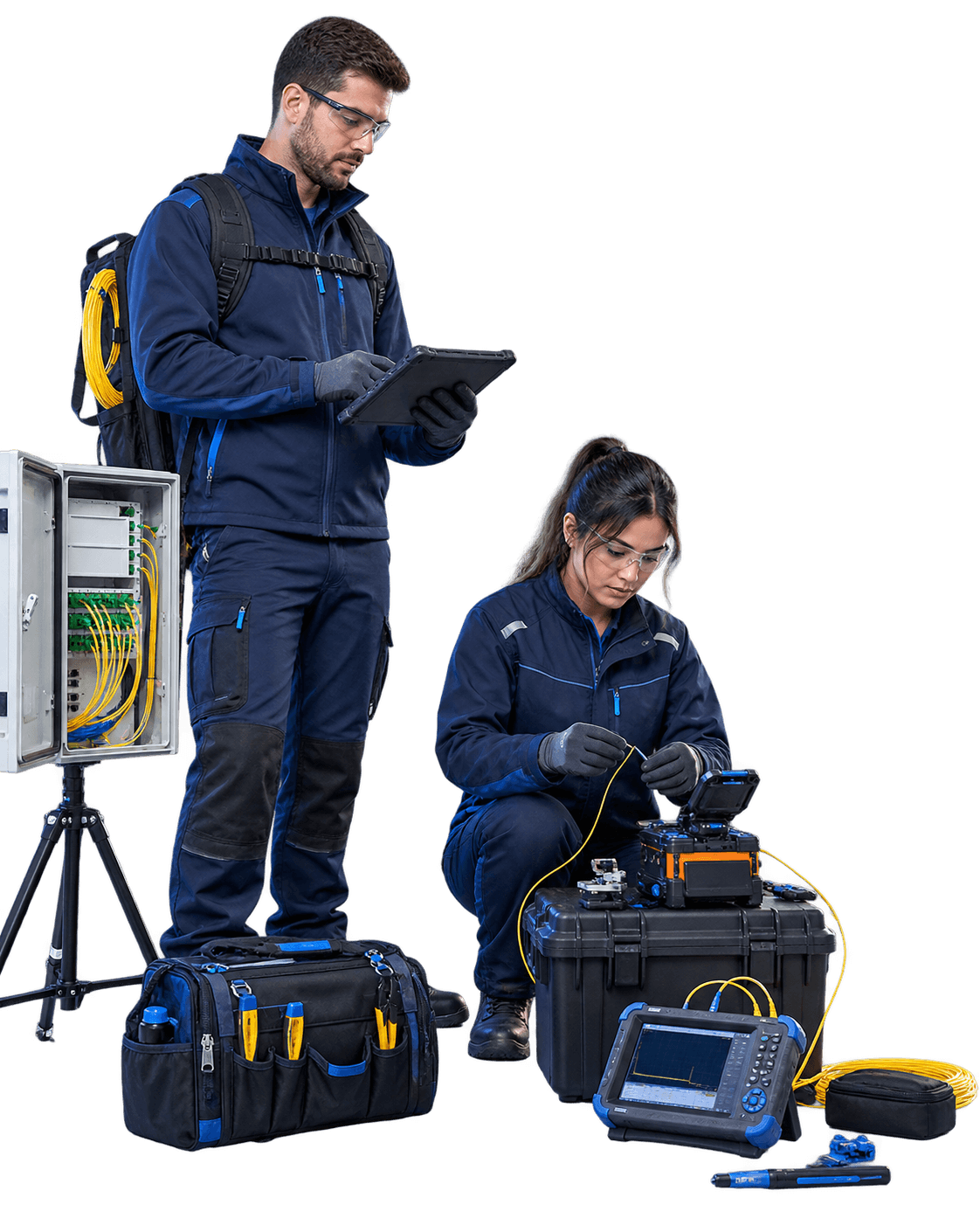 Global Fiber teknik saha ekibi ve fiber ölçüm ekipmanları